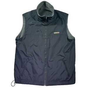 Point Zero Reversible Vest Mens Water Resistant Fleece Black Full Zip Mock Neck‎